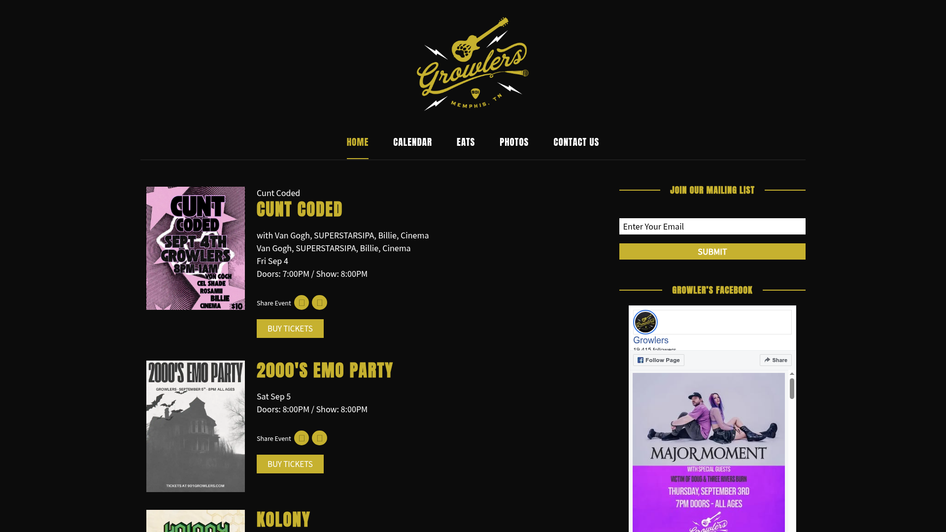 Growlers homepage