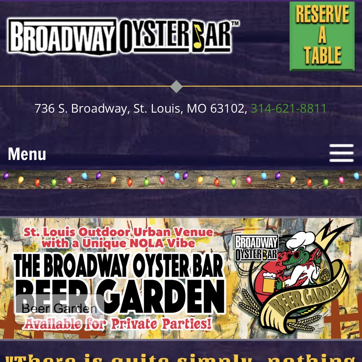 Broadway Oyster Bar — music venue in St. Louis, Missouri, homepage screenshot
