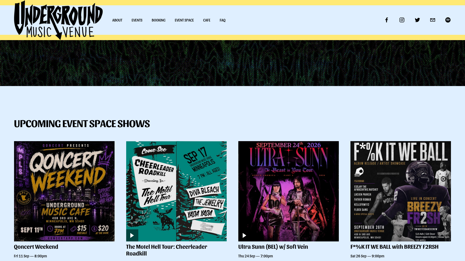 The Underground Music Venue homepage