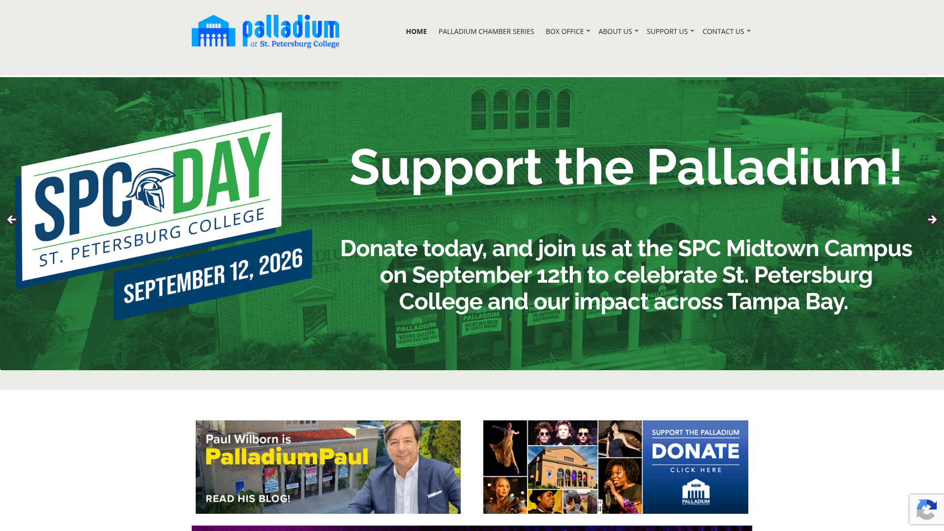 The Palladium Theater — music venue in St. Petersburg, Florida, homepage screenshot