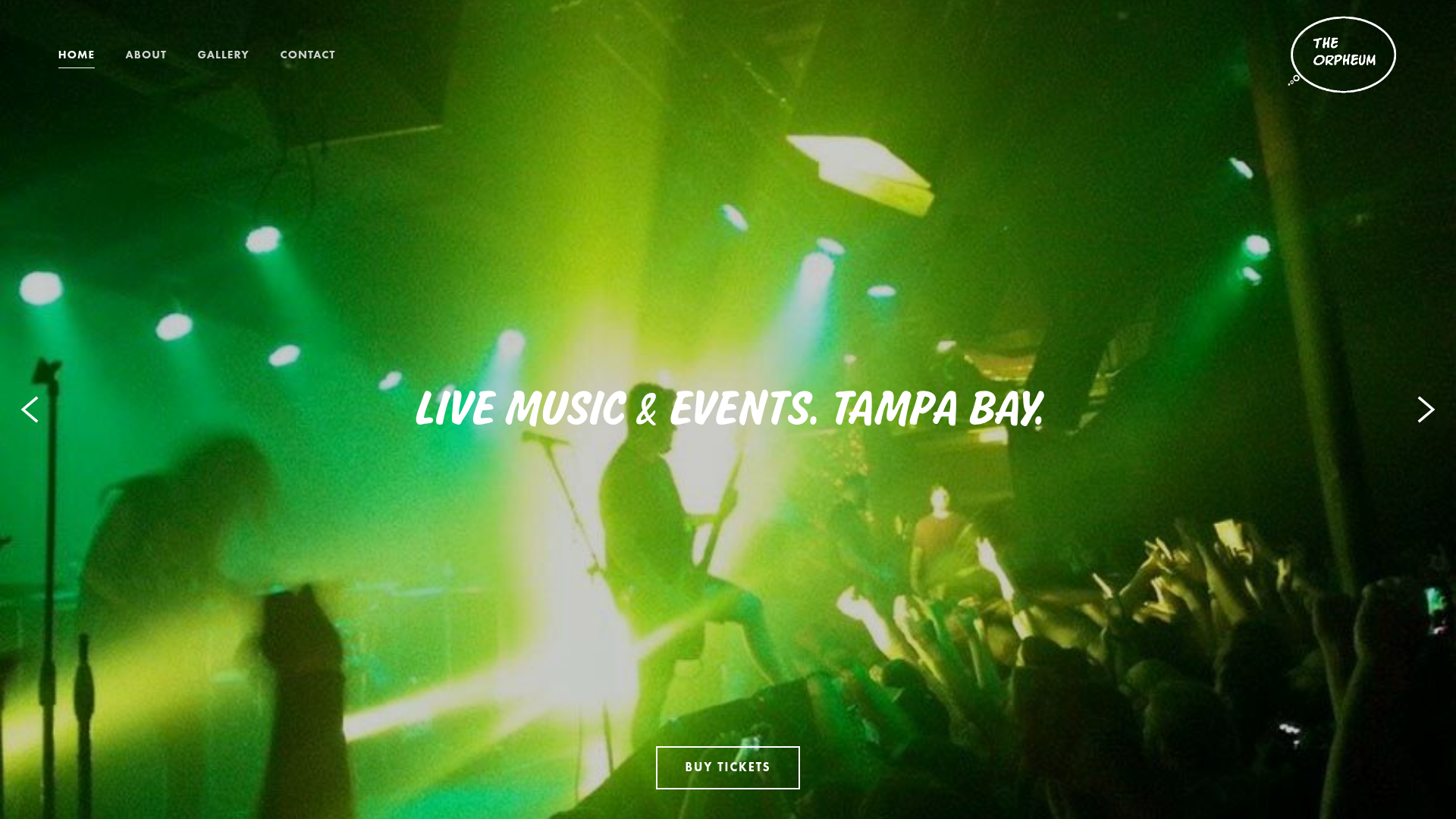 The Orpheum — music venue in Tampa, Florida, homepage screenshot