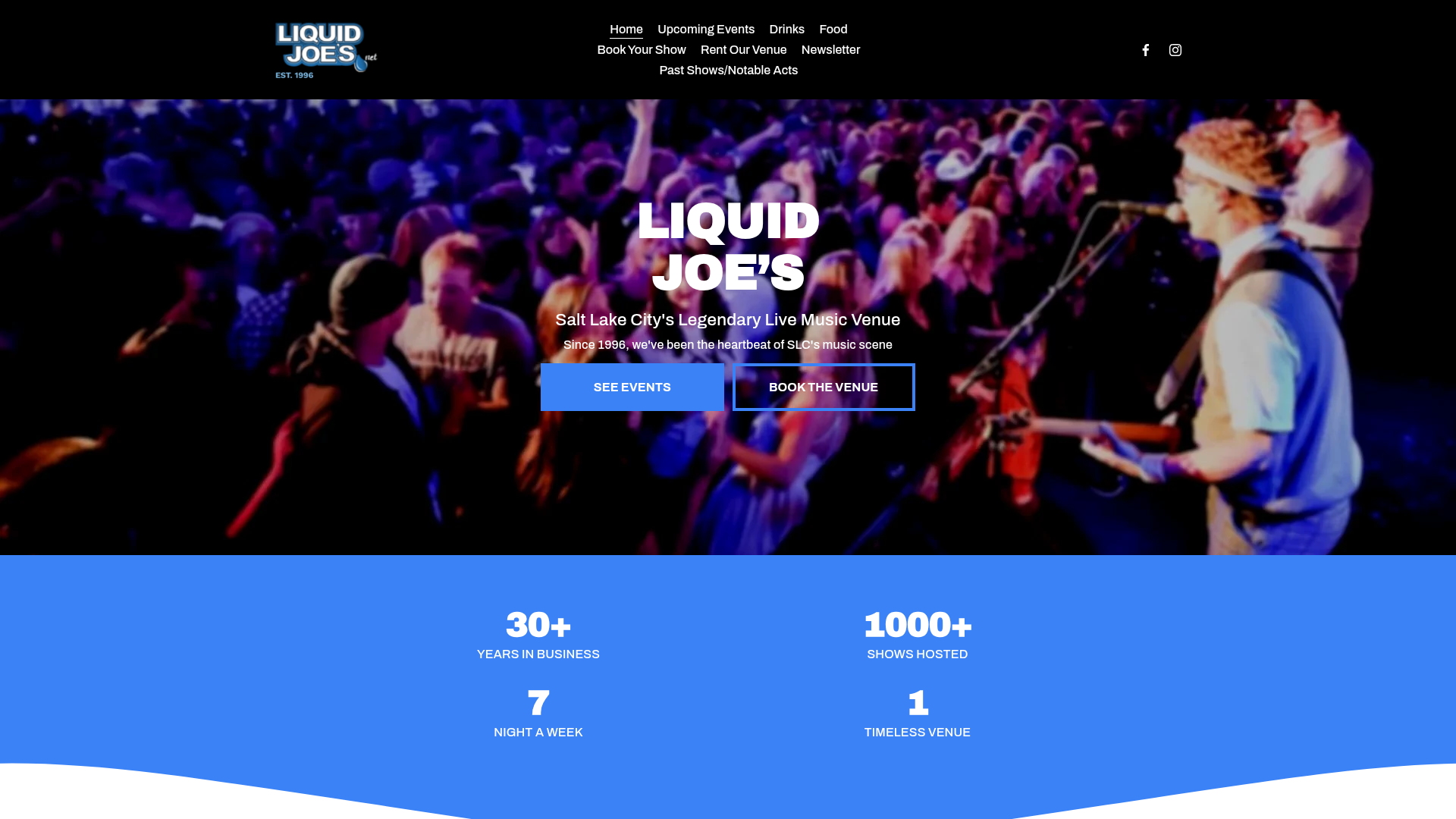 Liquid Joes — music venue in Salt Lake City, Utah, homepage screenshot
