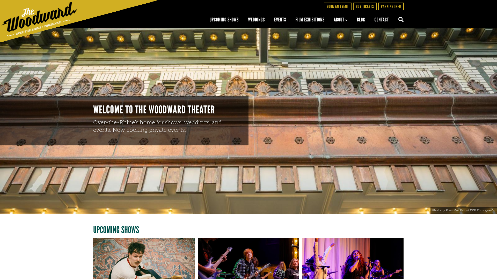 Woodward Theater — music venue in Cincinnati, Ohio, homepage screenshot