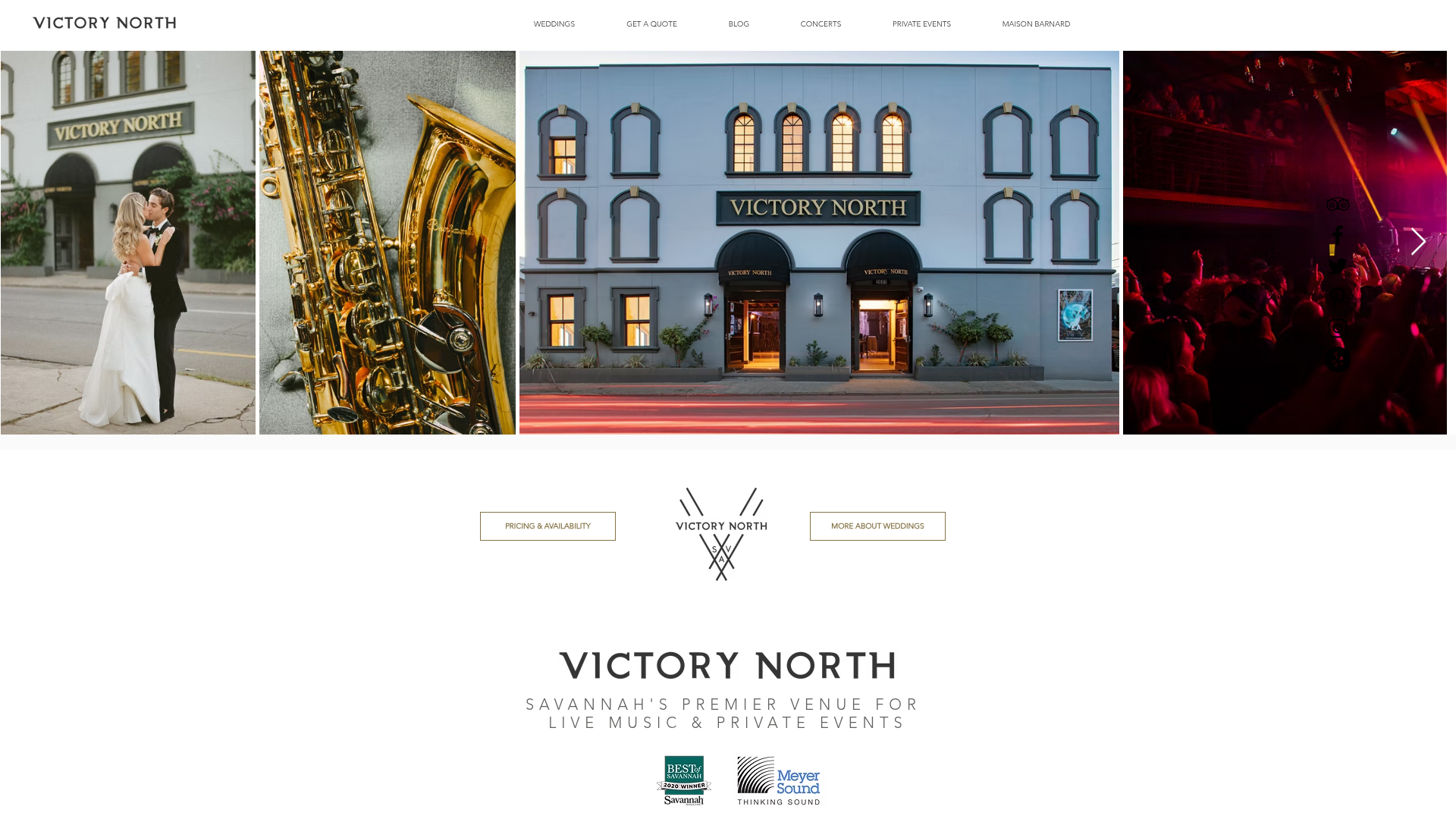 Victory North — music venue in Savannah, Georgia, homepage screenshot