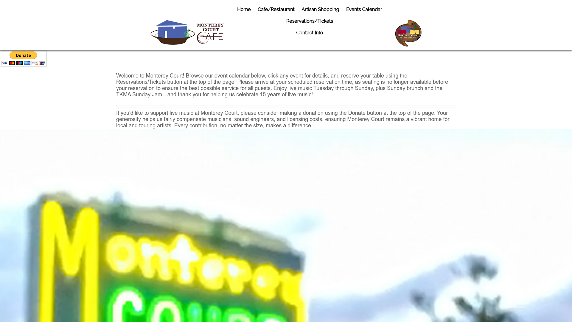 Monterey Court — music venue in Tucson, Arizona, homepage screenshot