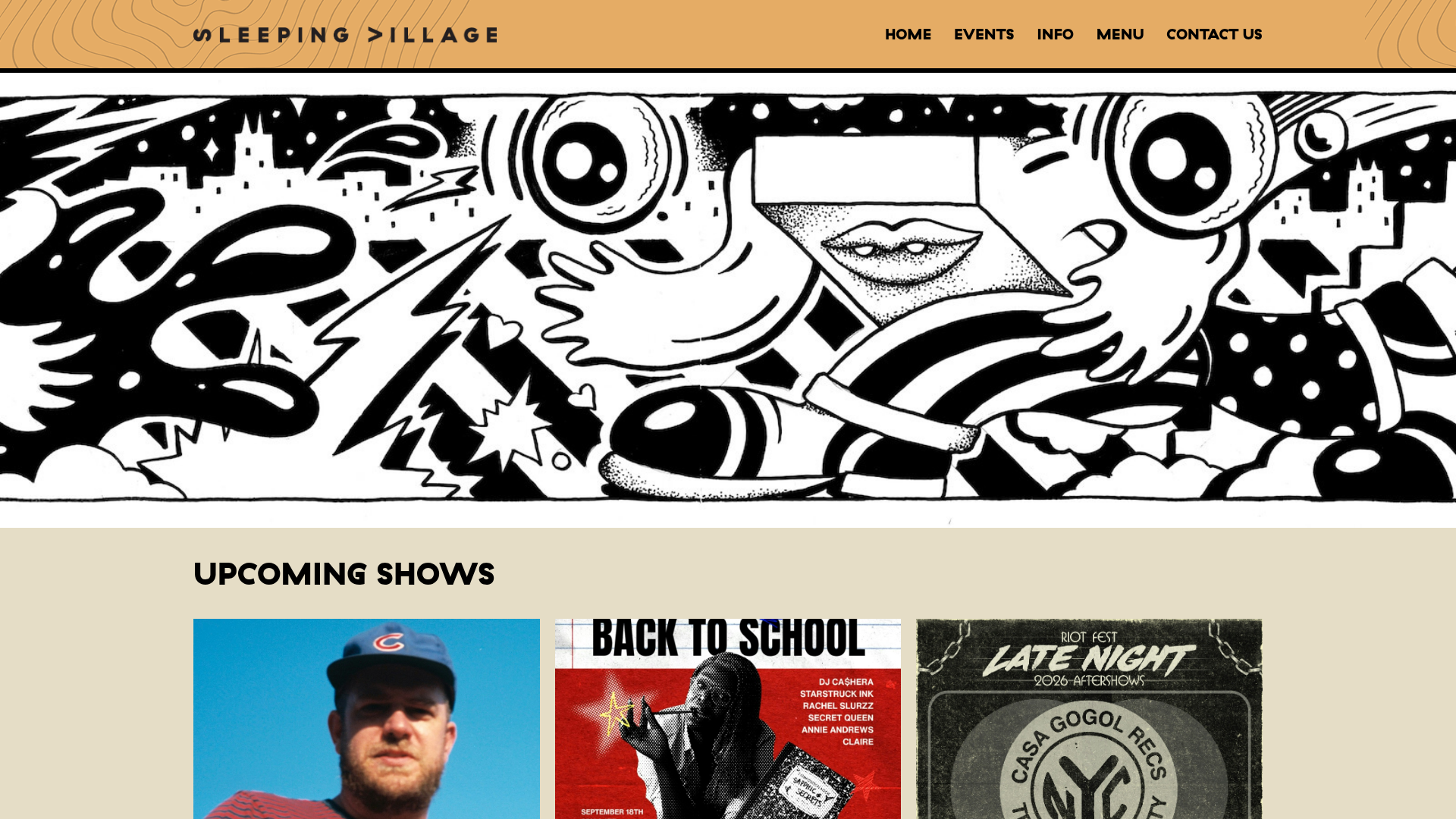 Sleeping Village — music venue in Chicago, Illinois, homepage screenshot