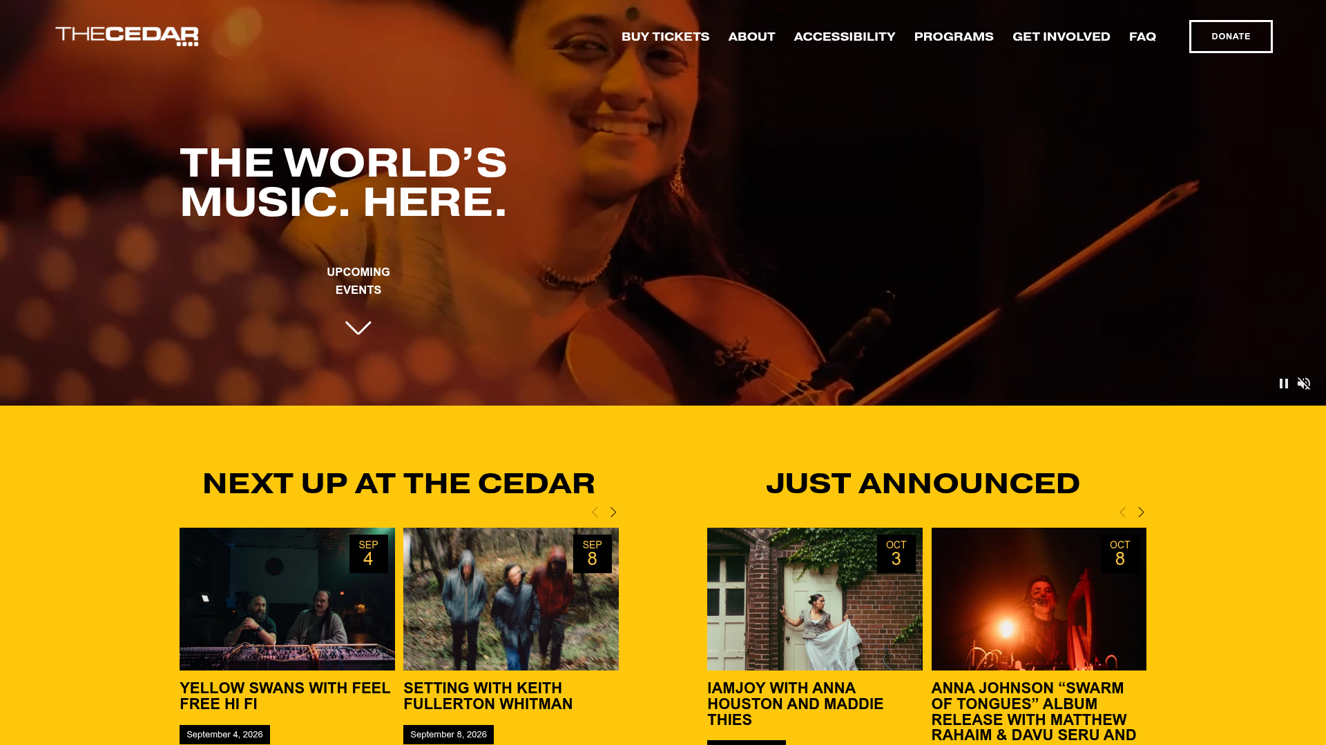 The Cedar Cultural Center homepage