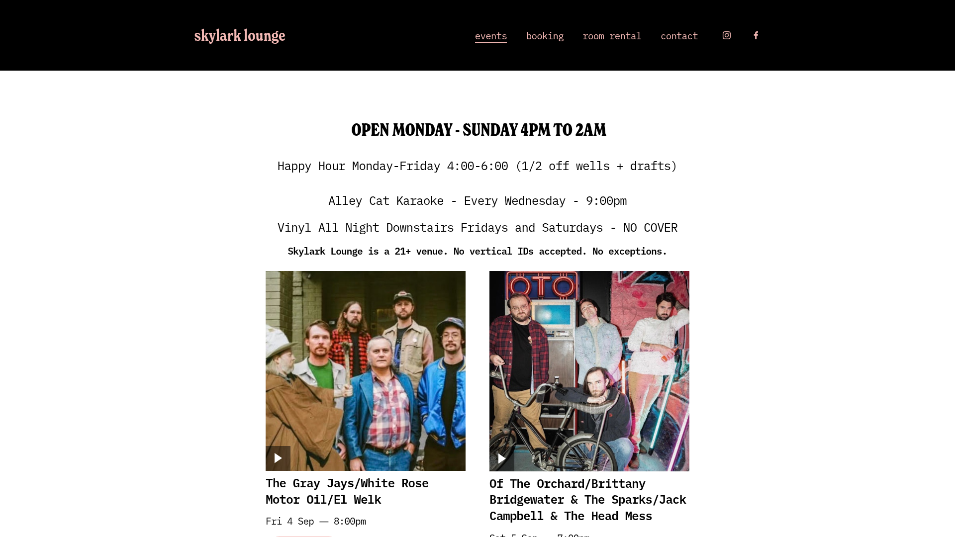 Skylark Lounge homepage