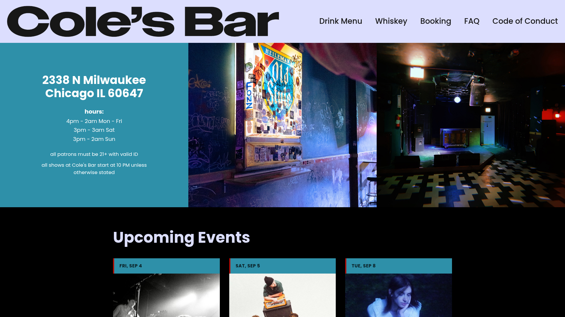 Cole's Bar homepage