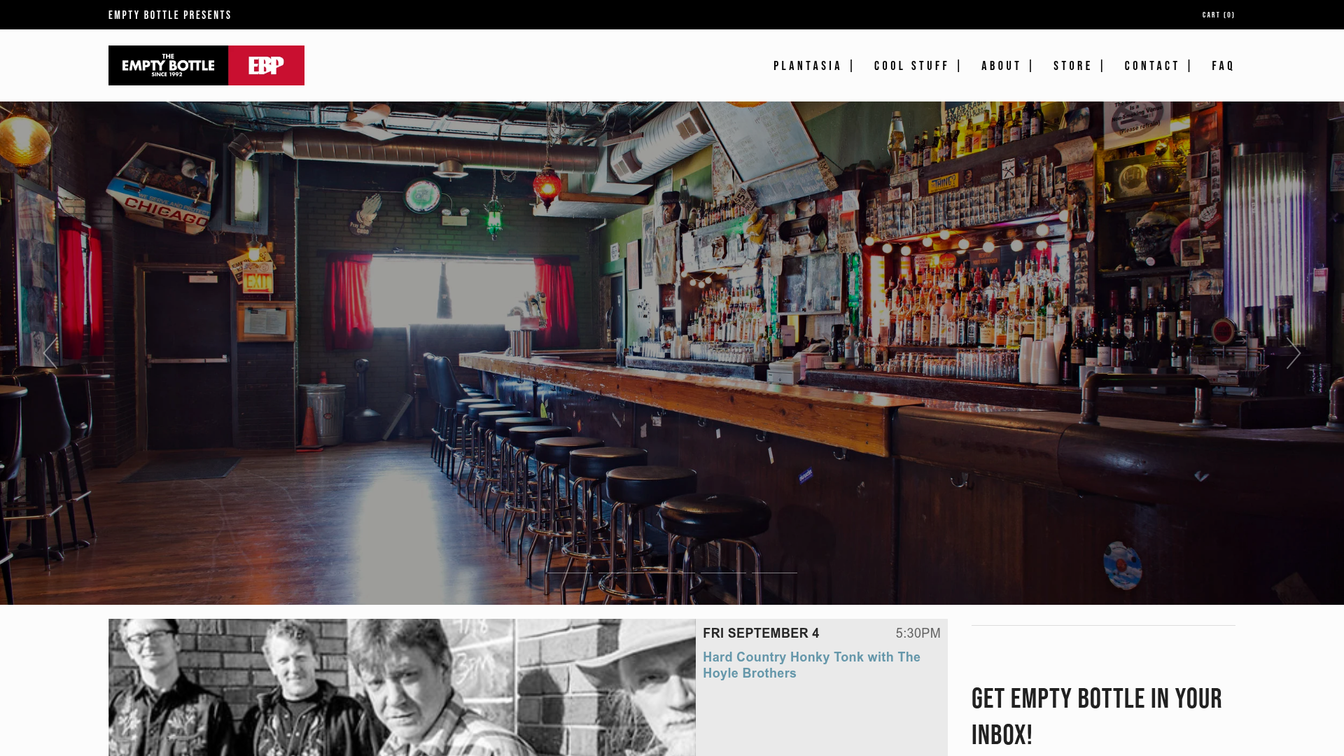 The Empty Bottle homepage
