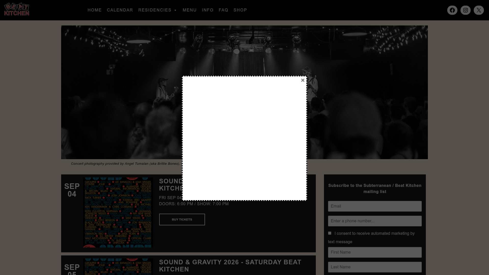 Beat Kitchen homepage