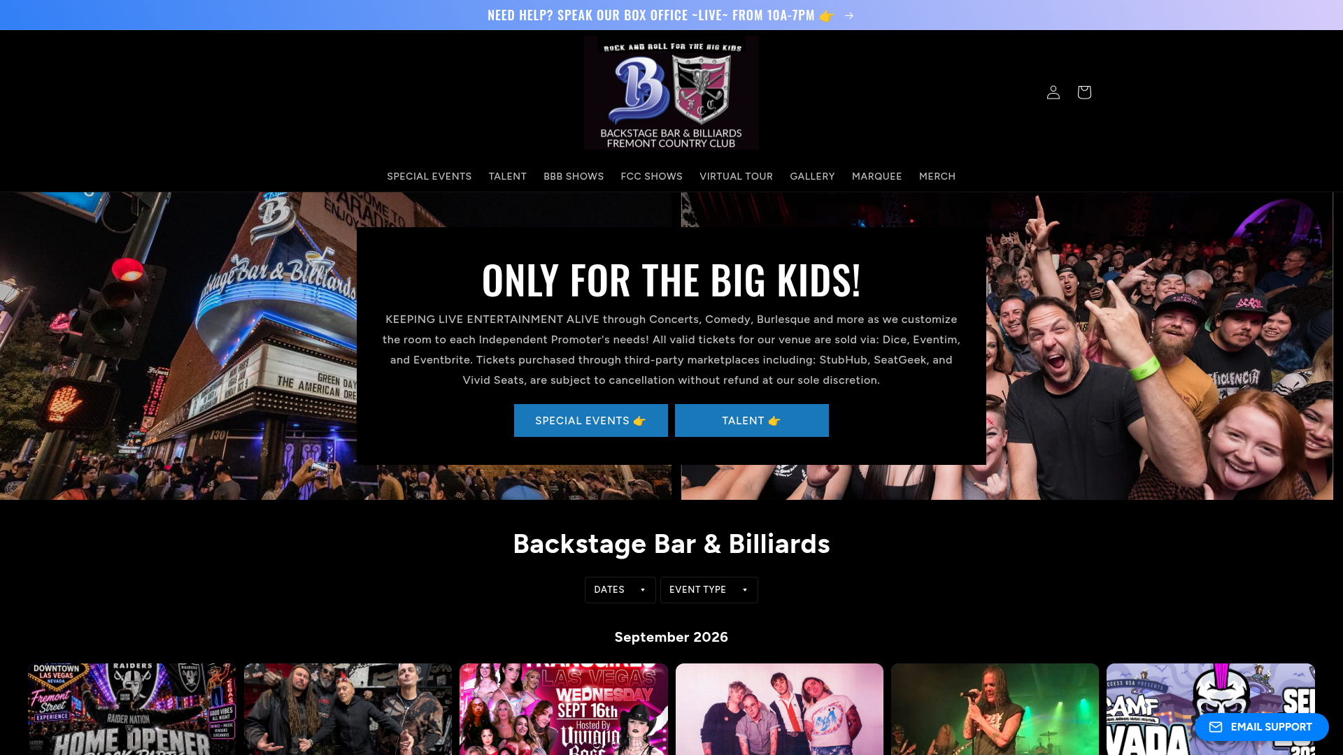 Backstage Bar & Billiards homepage