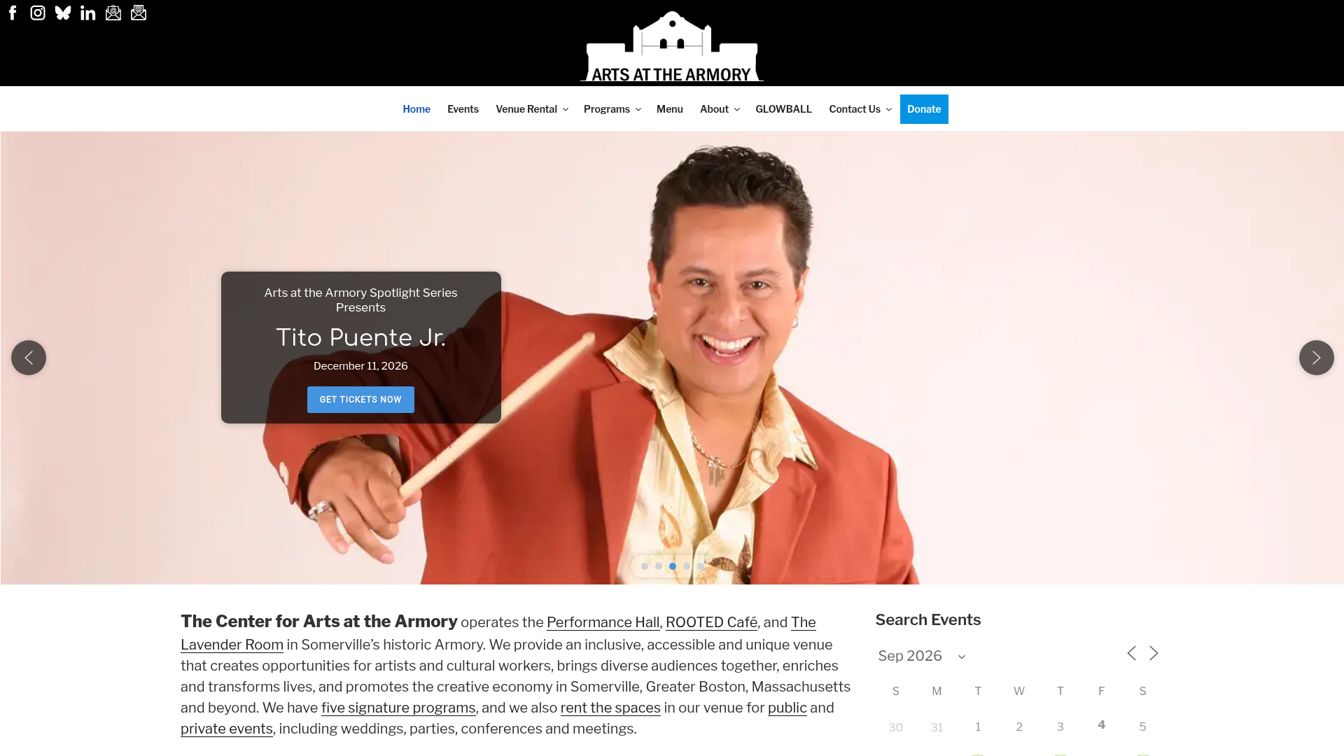 Arts at the Armory homepage