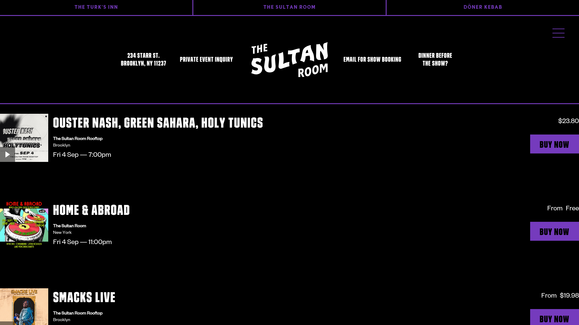 The Sultan Room homepage