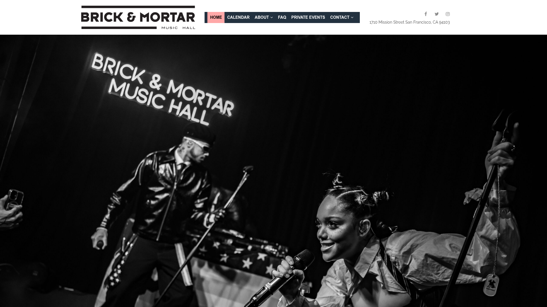 Brick & Mortar Music Hall — music venue in San Francisco, California, homepage screenshot