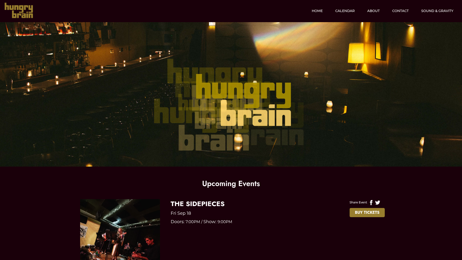 Hungry Brain — music venue in Chicago, Illinois, homepage screenshot