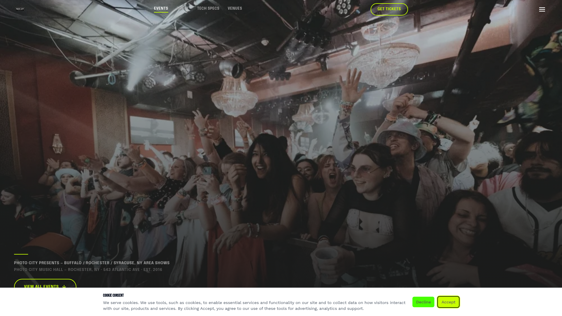 Photo City Music Hall homepage