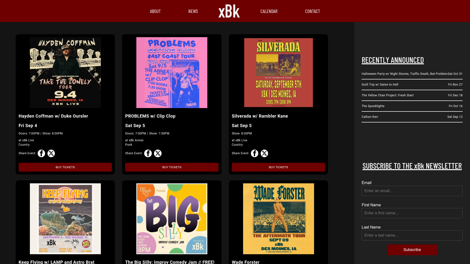xBk Live homepage