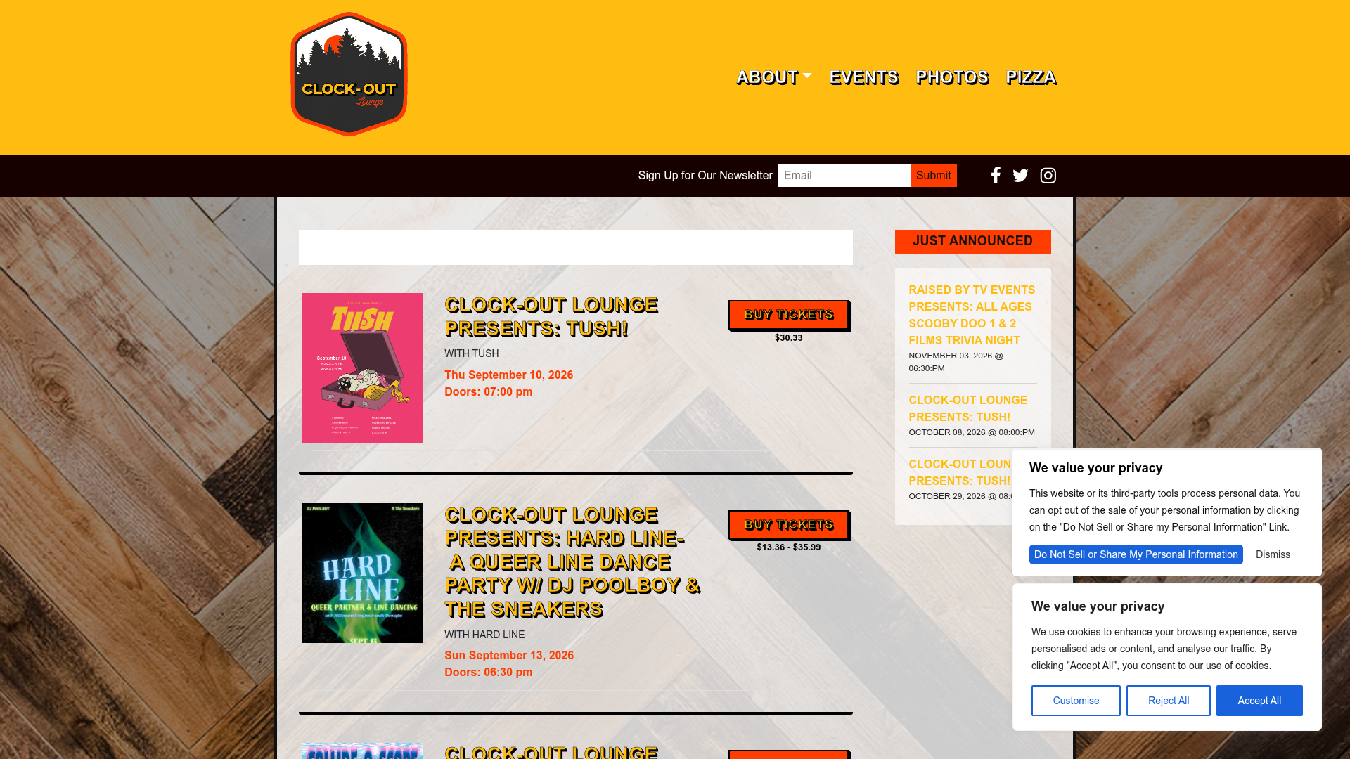 Clock-Out Lounge — music venue in Seattle, Washington, homepage screenshot