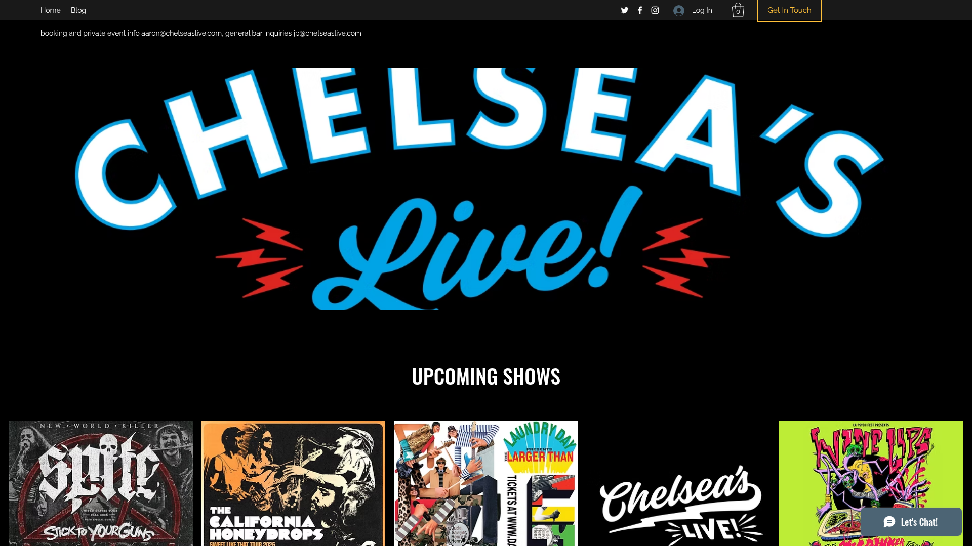 Chelsea's Live — music venue in Baton Rouge, Louisiana, homepage screenshot