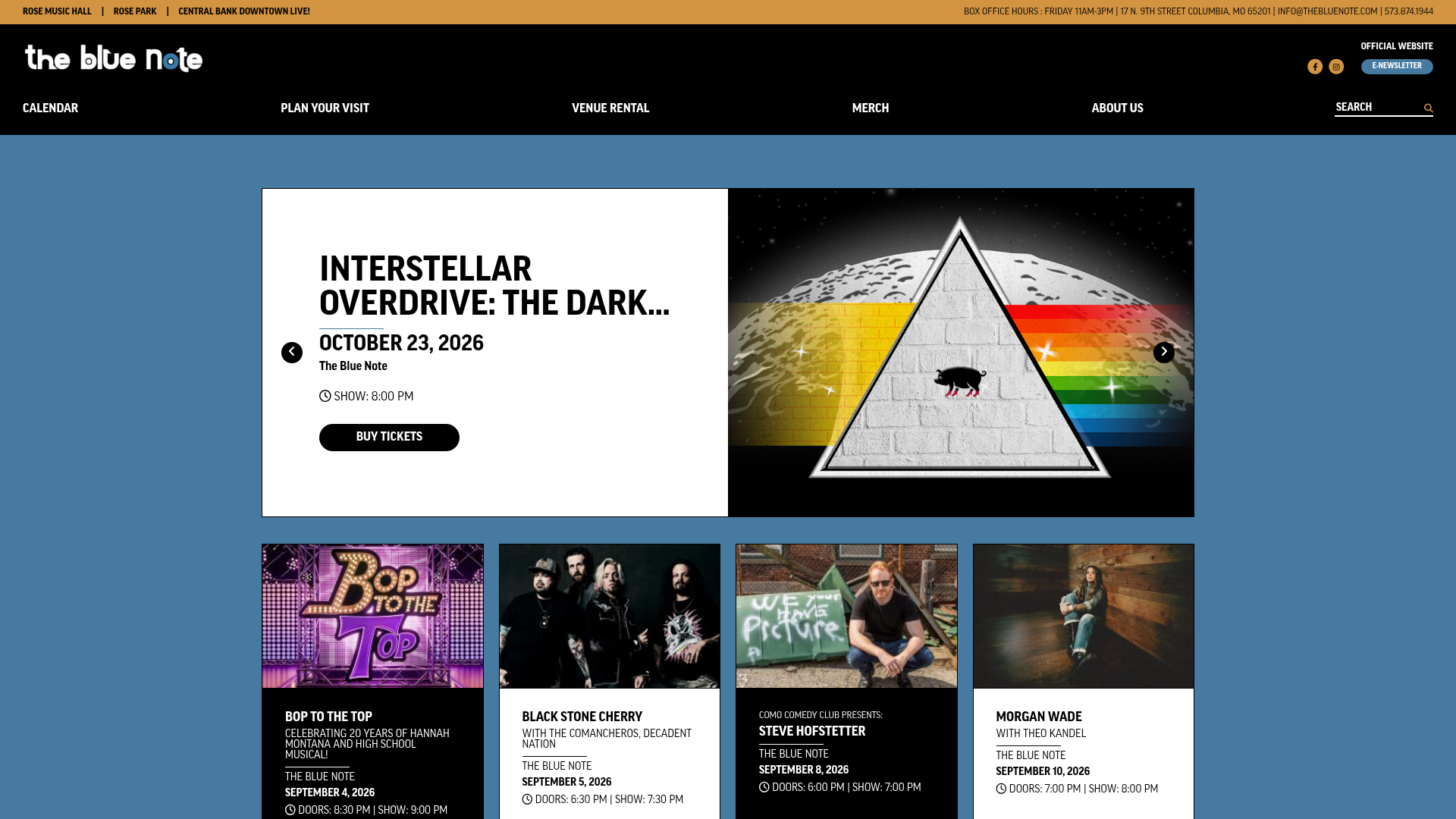 The Blue Note homepage