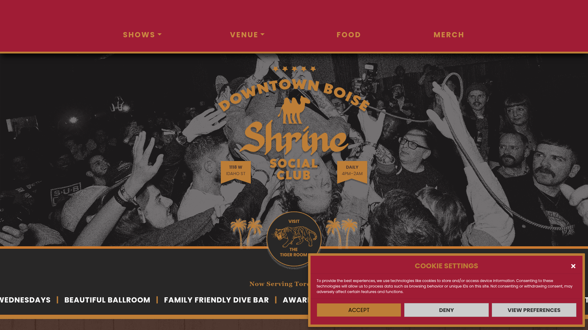 Shrine Social Club homepage