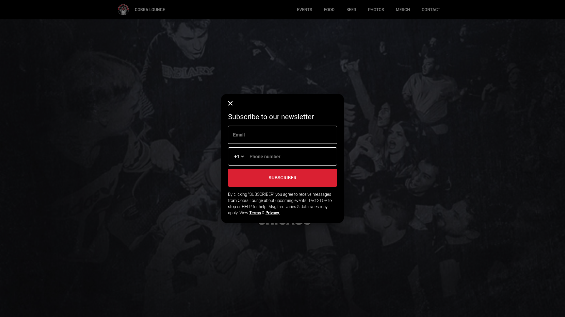 Cobra Lounge homepage