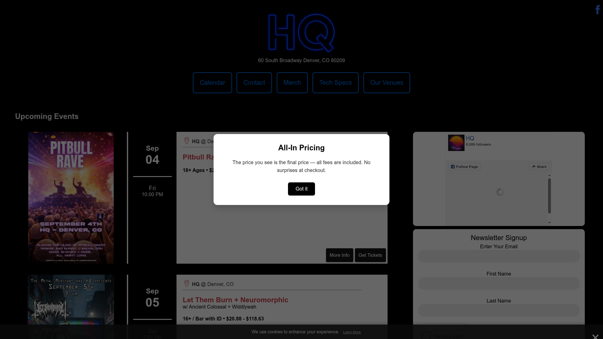 HQ homepage