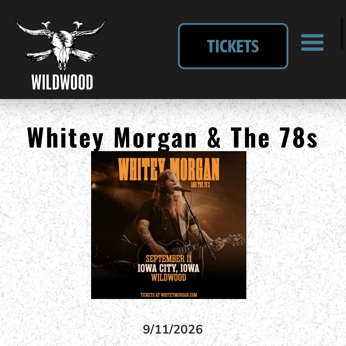 Wildwood Smokehouse & Saloon — music venue in Iowa City, Iowa, homepage screenshot