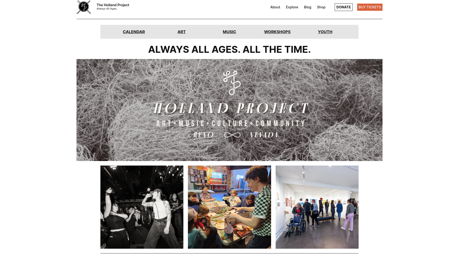 The Holland Project — music venue in Reno, Nevada, homepage screenshot