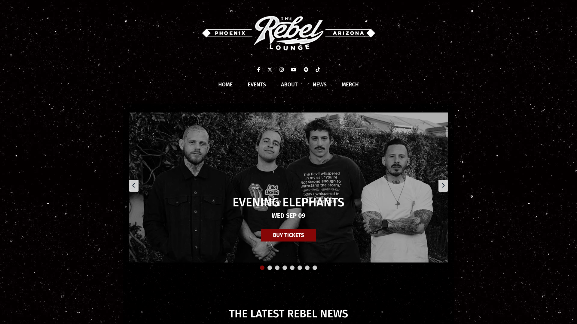 The Rebel Lounge homepage