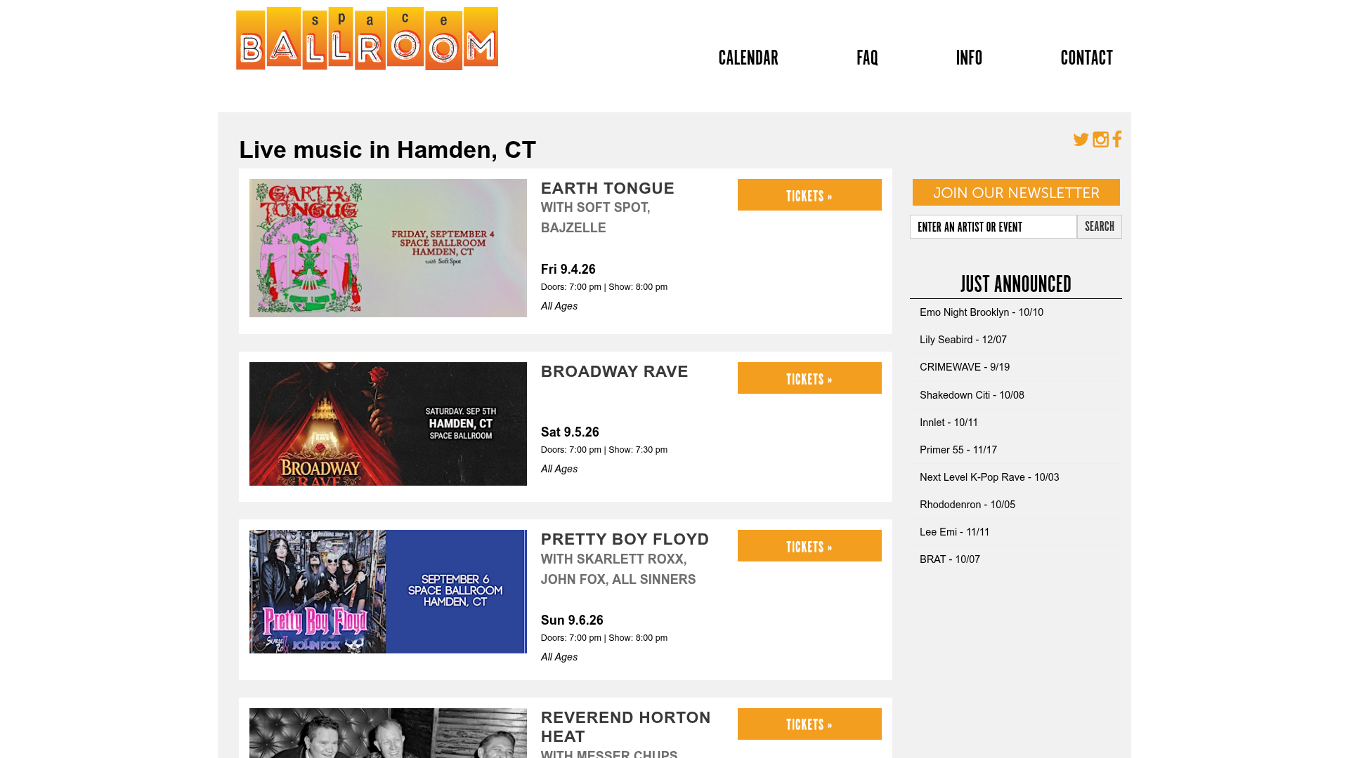 Space Ballroom homepage
