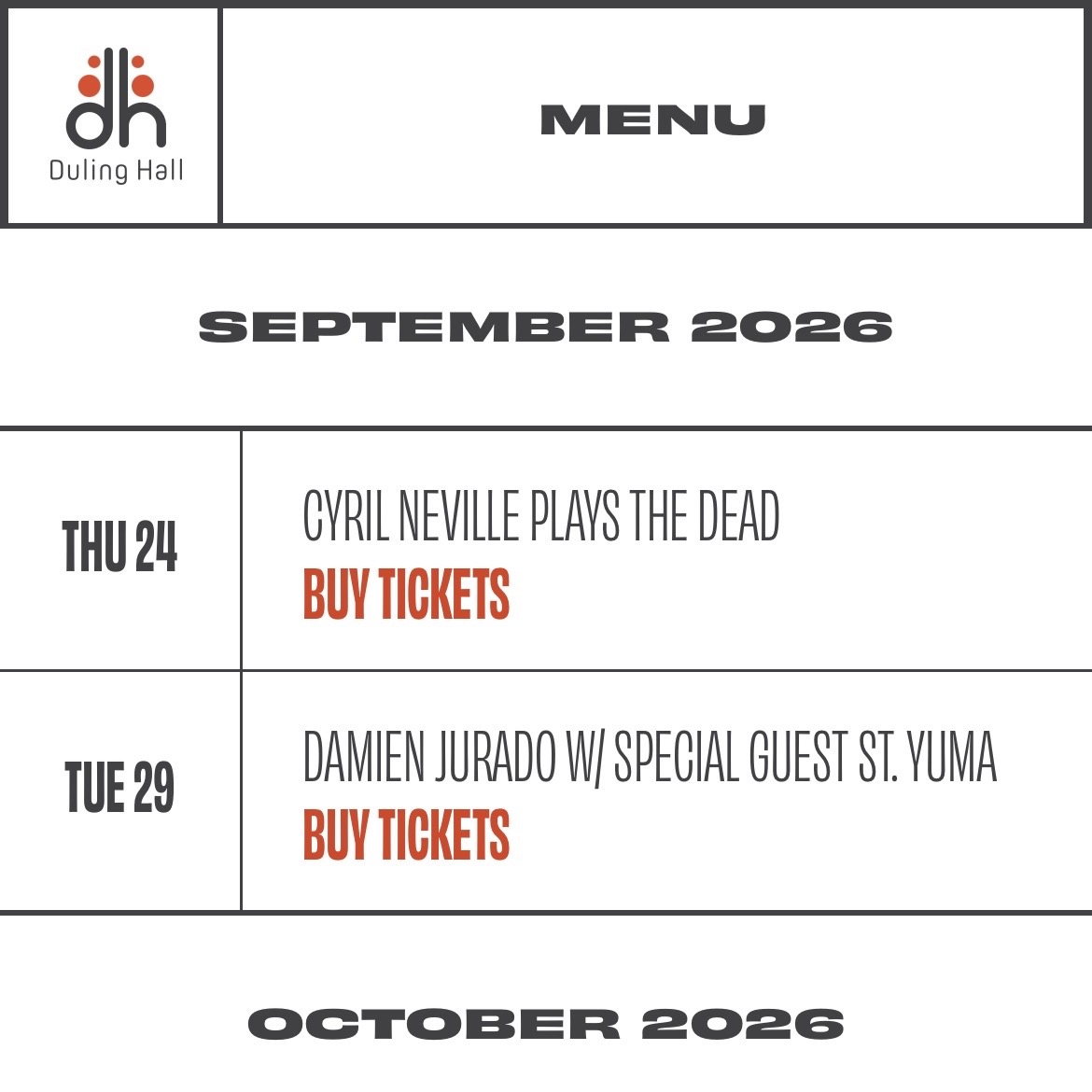 Duling Hall — music venue in Jackson, Mississippi, homepage screenshot