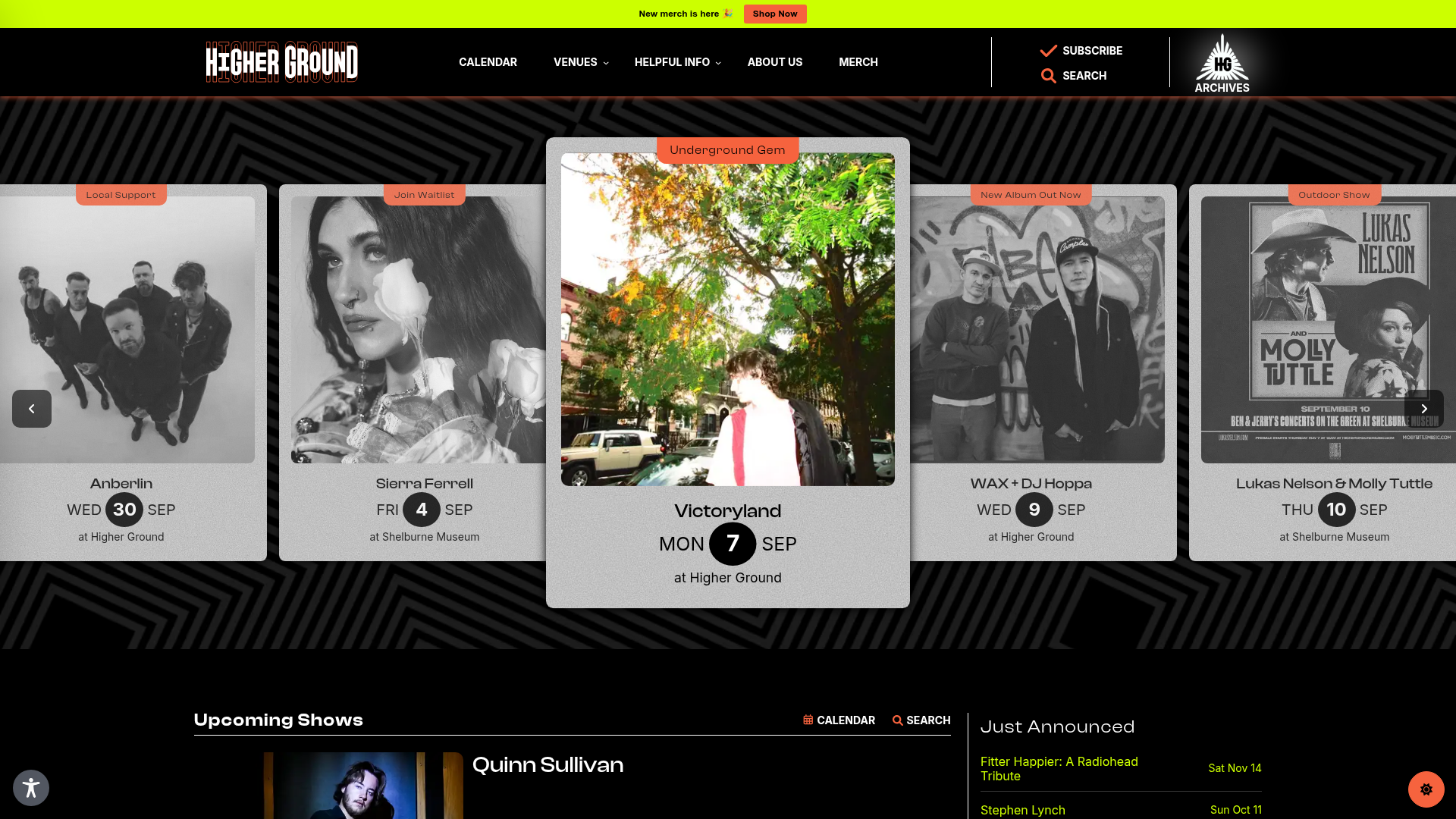Higher Ground (Showcase Lounge) homepage