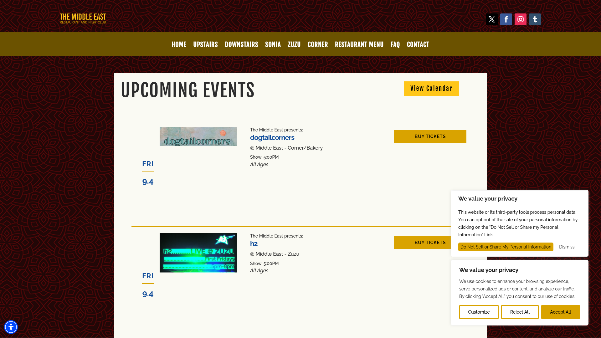Middle East Upstairs homepage