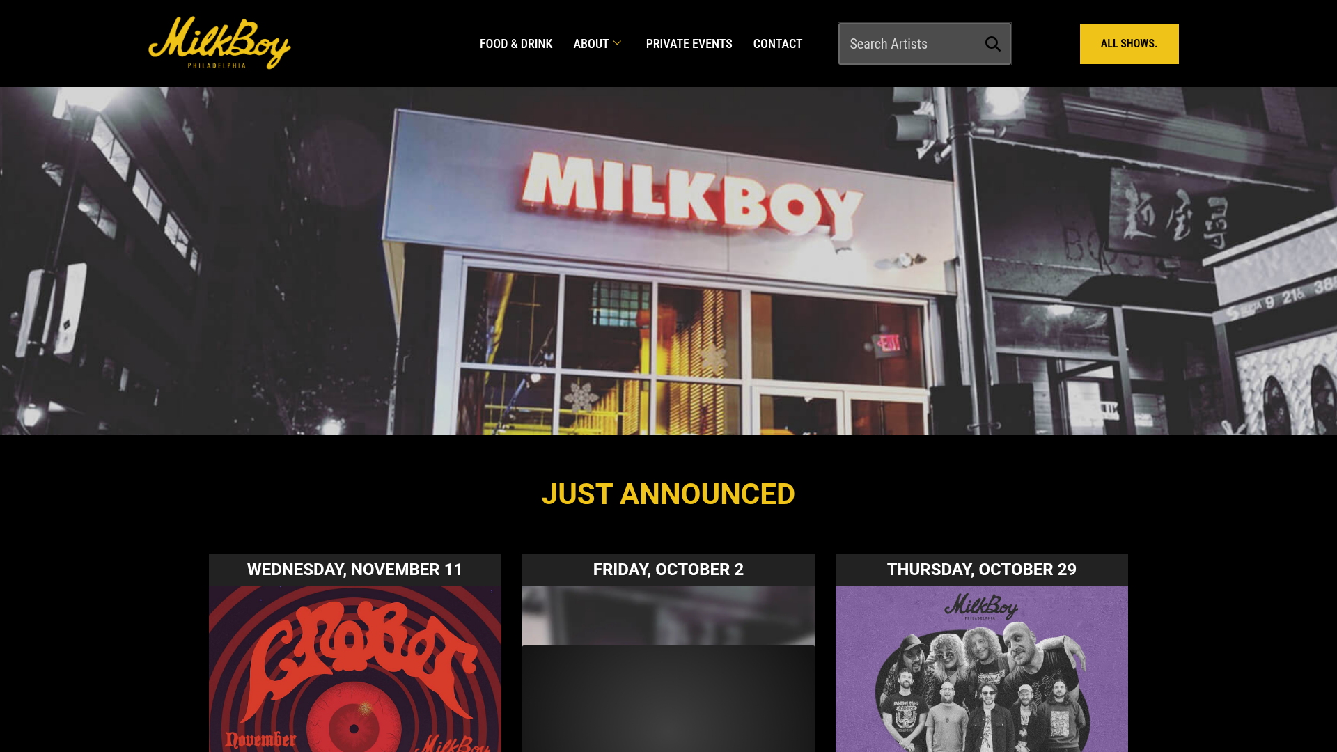 MilkBoy Philly homepage
